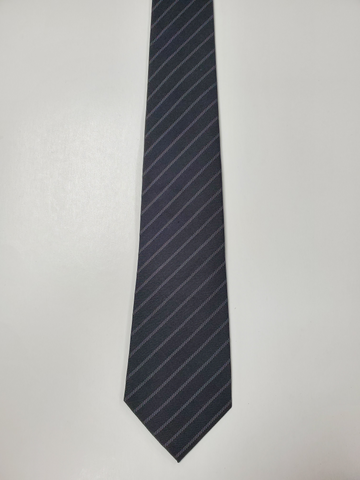 7-Fold Black Stripe Silk Tie