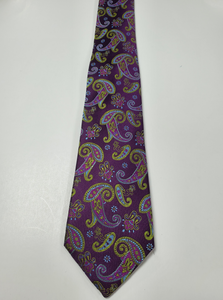 7-Fold Purple Paisley Silk Tie