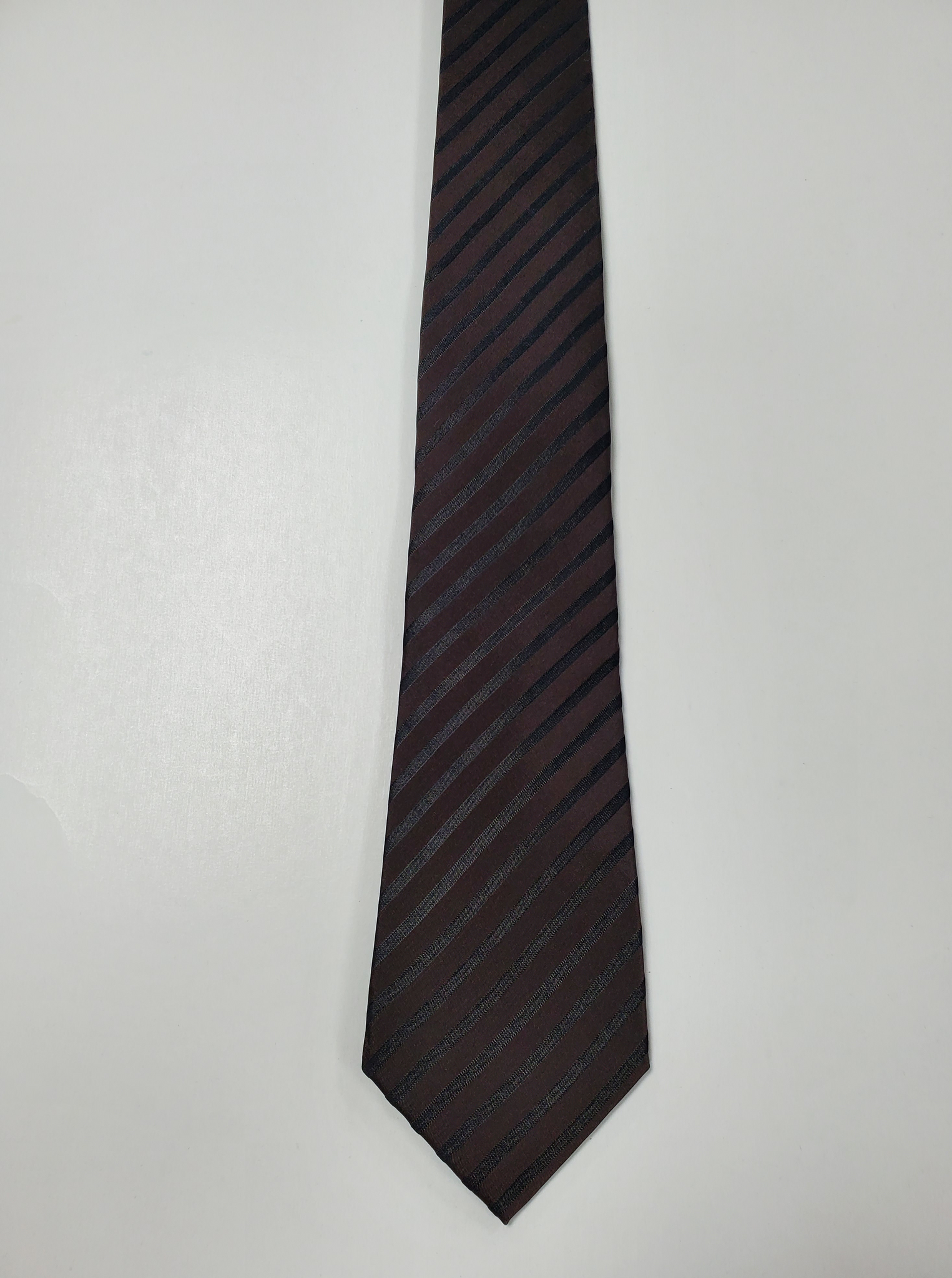 7-Fold Brown & Black Stripe Silk Tie