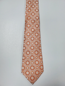 7-Fold Orange Circles Silk Tie