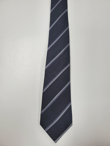 7-Fold Charcoal Grey Stripe Silk Tie